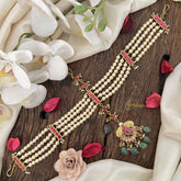 Vriksham Designer Lotus & Pearl Matha Patti with Kundan Jadau Drop Double Side Maang Tikka-J3475